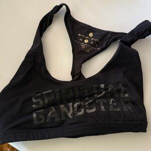 Spiritual Gangster Black Logo Racerback Sports Bra
